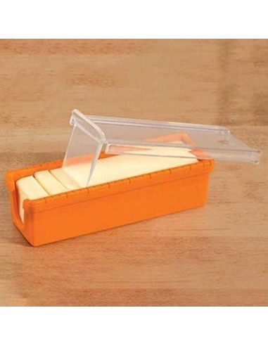Conservador de Mantequilla de Silicona Naranja con Cuchilla 14x4.4cm