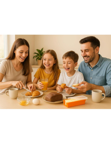 Conservador de Mantequilla de Silicona Naranja con Cuchilla 14x4.4cm