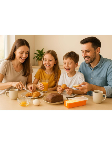 Conservador de Mantequilla de Silicona Naranja con Cuchilla 14x4.4cm