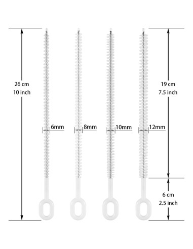 Juego de Cepillos para Limpiar Pajitas Mt.Jun - 4 Unidades, 6-12 mm