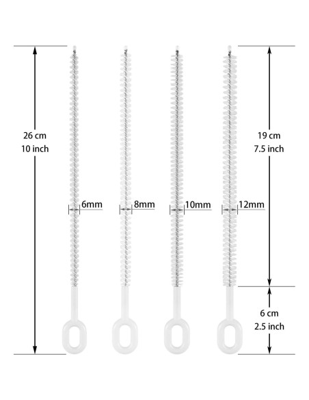 Juego de Cepillos para Limpiar Pajitas Mt.Jun - 4 Unidades, 6-12 mm