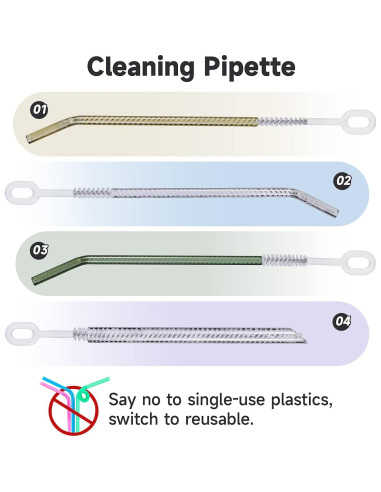 Juego de Cepillos para Limpiar Pajitas Mt.Jun - 4 Unidades, 6-12 mm