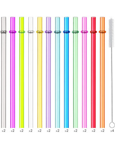 24 Pajitas Reutilizables VITEVER 26.67 cm Multicolor con Cepillos 2