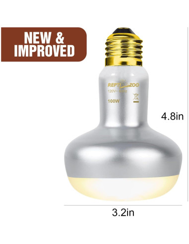 Lámpara de Calor 100W REPTI ZOO para Reptiles y Pollos