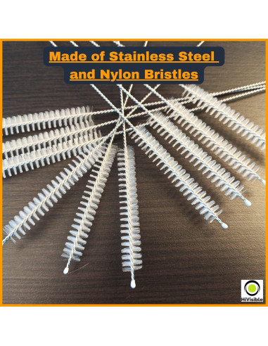 Juego de 10 Cepillos Limpiadores de Popotes HiVisible - Acero Inoxidable