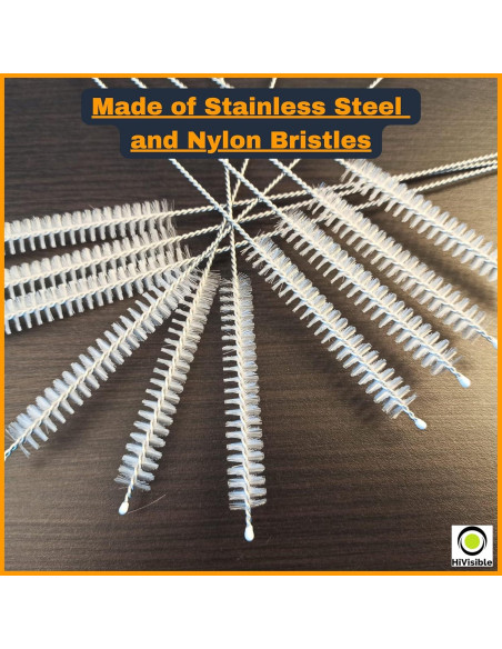 Juego de 10 Cepillos Limpiadores de Popotes HiVisible - Acero Inoxidable