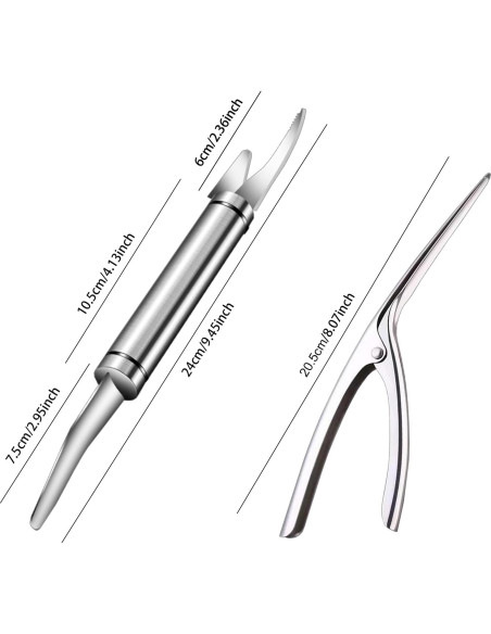Juego de 4 Herramientas de Acero Inoxidable EQUNROY para Camarones