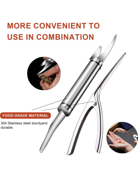 Juego de 4 Herramientas de Acero Inoxidable EQUNROY para Camarones