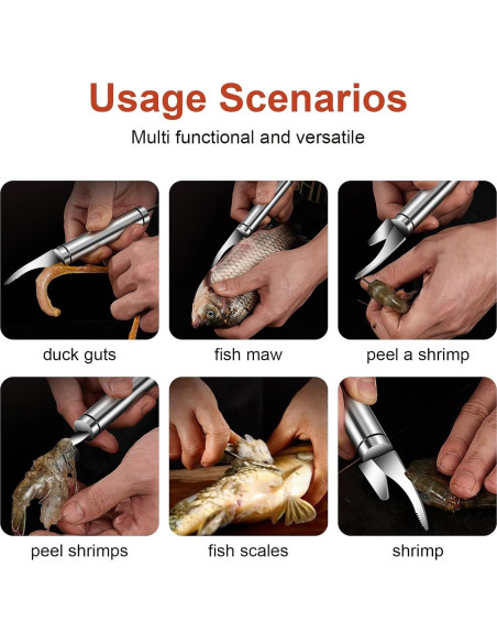 Juego de 4 Herramientas de Acero Inoxidable EQUNROY para Camarones