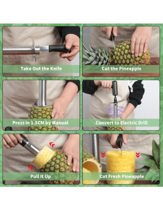 Cortador de Piña Newness Eléctrico y Manual Acero Inoxidable 2