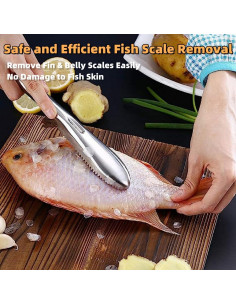 Removedor de Escamas de Pescado Vziokk 22.86 cm Acero Inoxidable 2