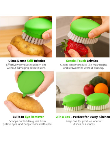 Cepillo de Verduras AISHUJIE 2 Pcs Antideslizante Nylon