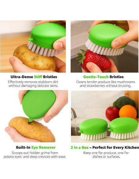 Cepillo de Verduras AISHUJIE 2 Pcs Antideslizante Nylon