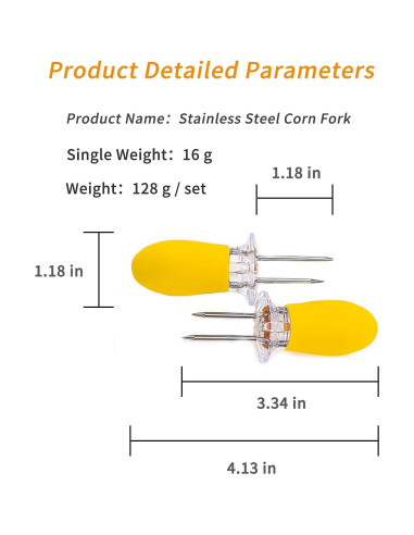 Juego de 8 Tenedores de Maíz de Acero Inoxidable Laochoes