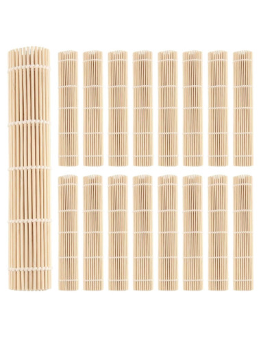 Esteras de Sushi de Bambú PINGEUI - 25 Piezas 24.1x24.1 cm