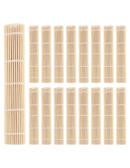 Esteras de Sushi de Bambú PINGEUI - 25 Piezas 24.1x24.1 cm