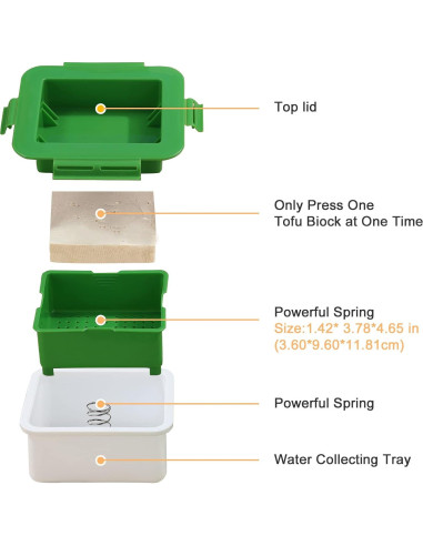 Prensa de Tofu Ihomepark Verde Apta para Lavavajillas 308g