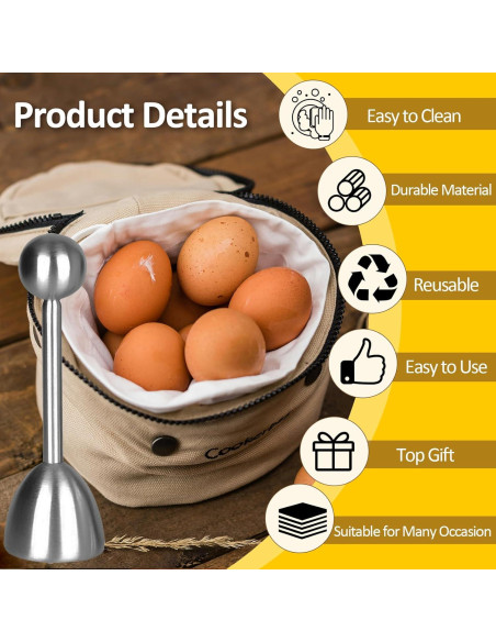 Juego de Tazas y Cortador de Huevos Vibedor - 1 Cortador, 2 Cucharas, 2 Soportes