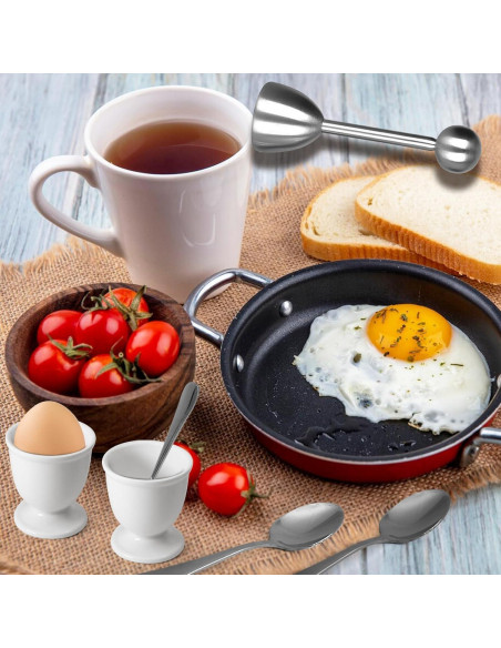 Juego de Tazas y Cortador de Huevos Vibedor - 1 Cortador, 2 Cucharas, 2 Soportes
