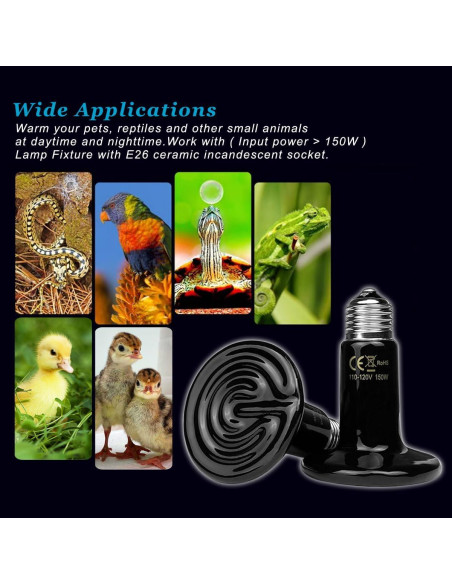 Emisor de Calor Cerámico 150W E26 para Reptiles - Paquete de 2