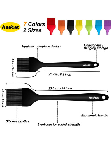 Brochas de Silicona para Basting Anaeat - 2 Piezas Resistentes al Calor