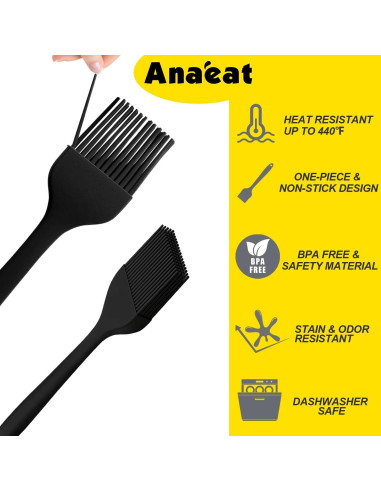 Brochas de Silicona para Basting Anaeat - 2 Piezas Resistentes al Calor