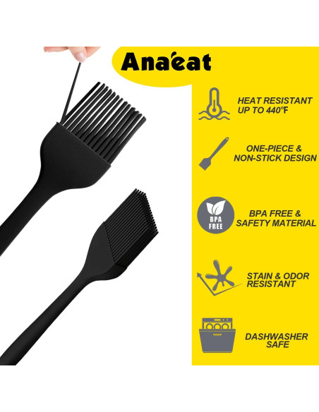 Brochas de Silicona para Basting Anaeat - 2 Piezas Resistentes al Calor