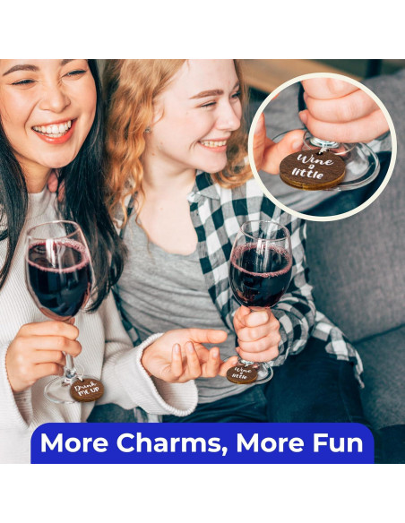 Encantos para Copas de Vino - 15 Piezas de Madera Divertidos