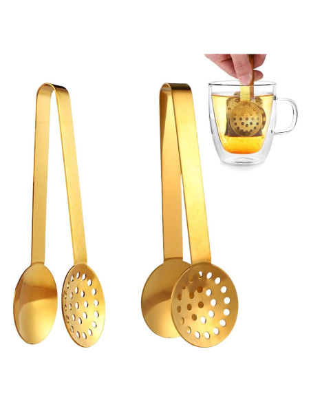 2 Pinzas para Bolsas de Té Gosknor Acero Inoxidable Dorado