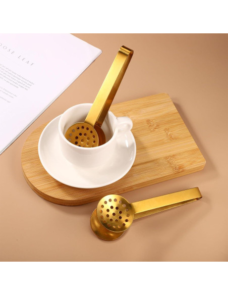 2 Pinzas para Bolsas de Té Gosknor Acero Inoxidable Dorado