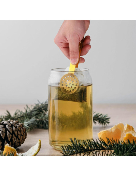 2 Pinzas para Bolsas de Té Gosknor Acero Inoxidable Dorado