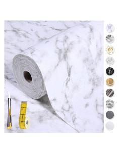 Forro de Estante Antideslizante Kimhan 30.48x600 cm Mármol Blanco