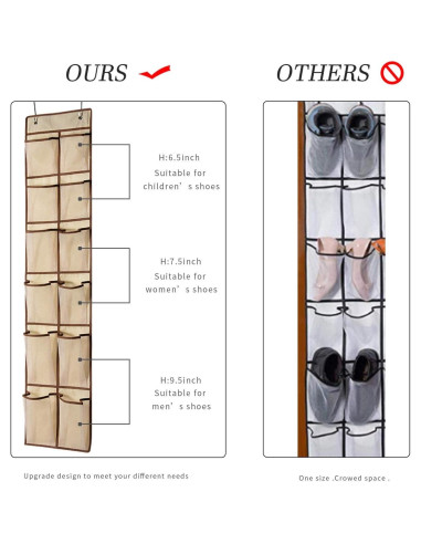 Organizador de Zapatos Colgante KEEPJOY 12 Bolsillos Beige