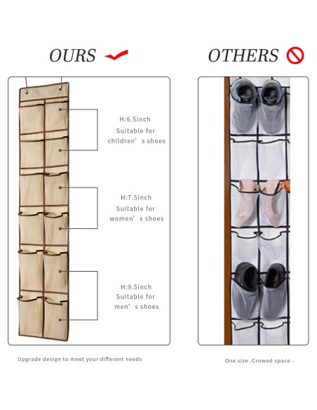 Organizador de Zapatos Colgante KEEPJOY 12 Bolsillos Beige Organizador de Zapatos Colgante KEEPJOY 12 Bolsillos Beige