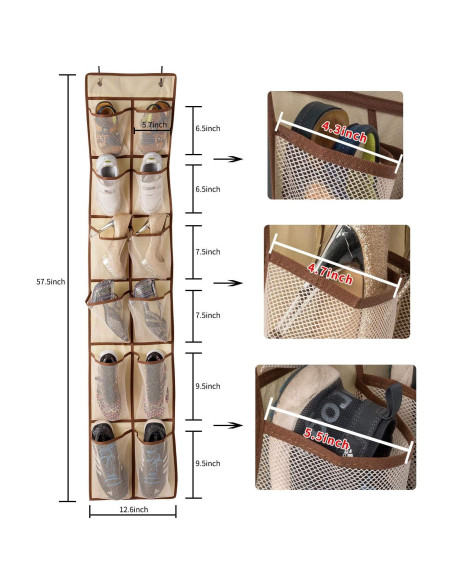 Organizador de Zapatos Colgante KEEPJOY 12 Bolsillos Beige Organizador de Zapatos Colgante KEEPJOY 12 Bolsillos Beige