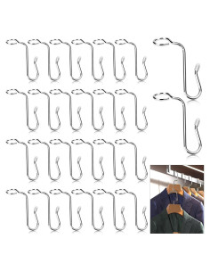 50 Ganchos Conectores de Percha Metálicos Sankoly Plata 8.7 mm