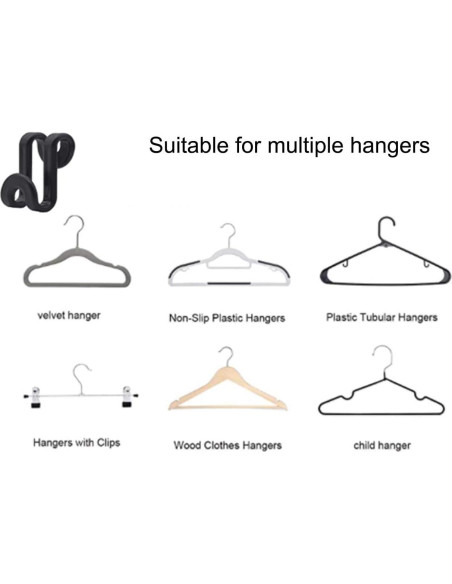 60 Ganchos Conectores para Perchas Kclongvs Ahorro Espacio Negro
