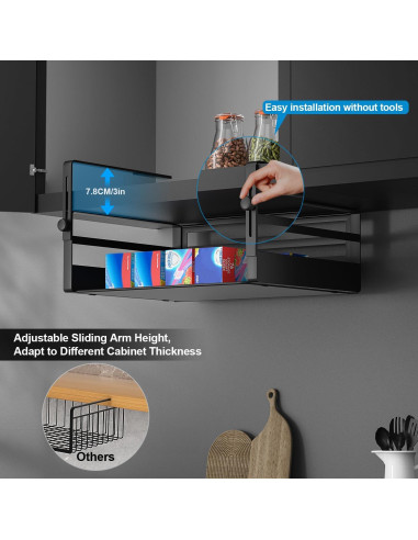 2 Cestas de Almacenamiento Bajo Estante AmonHouseware Negro