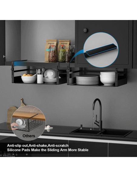 2 Cestas de Almacenamiento Bajo Estante AmonHouseware Negro