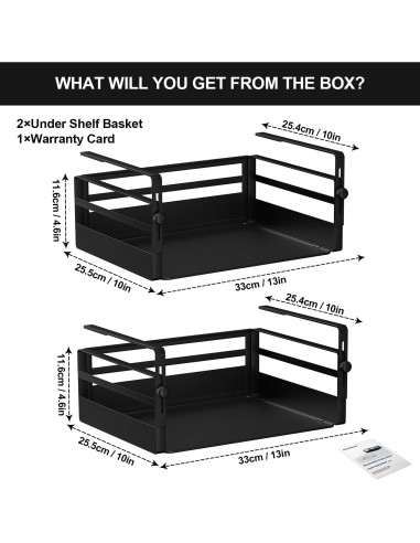 2 Cestas de Almacenamiento Bajo Estante AmonHouseware Negro