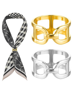 2 Pcs Anillo de Bufanda Piriuuo Oro y Plata para Mujeres