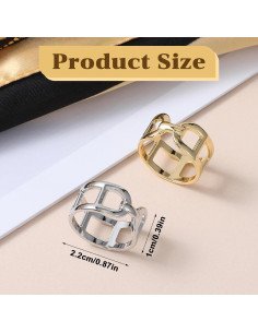 2 Pcs Anillo de Bufanda Piriuuo Oro y Plata para Mujeres 2