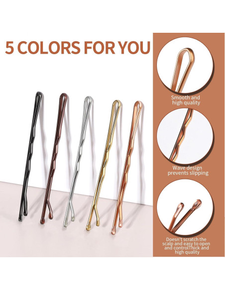 Pinzas para el cabello Teenitor 250 Pcs 5cm con caja - Colores variados