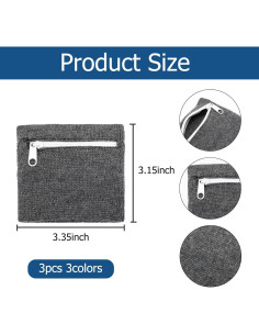 Billetera de Muñeca Fepibur con Cremallera - 6 Piezas, Negro 2