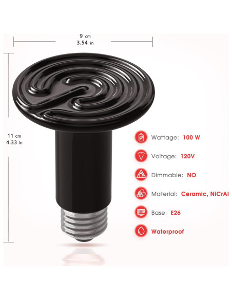 Emisor de Calor Cerámico 100W Briignite para Reptiles