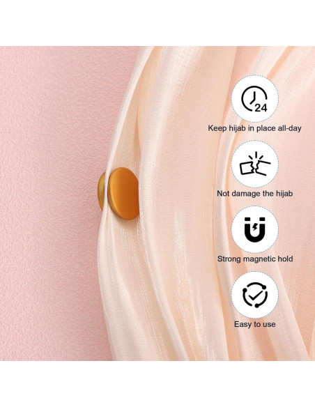 12 Alfileres Magnéticos Coloridos para Hijab - Sin Aguja