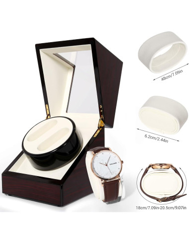 Enrollador de Reloj Uten de Madera Lujo Rojo 4 Modos