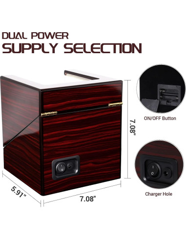 Enrollador de Reloj Uten de Madera Lujo Rojo 4 Modos