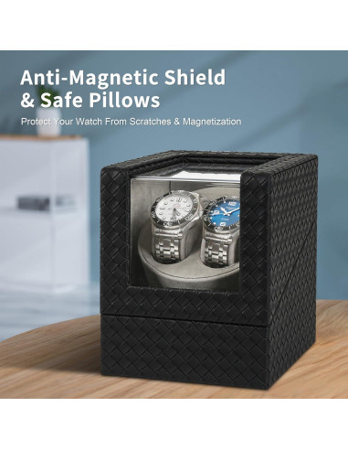 Enrollador Doble de Reloj WUGE - Cuero PU Premium, Silencioso