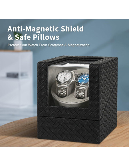 Enrollador Doble de Reloj WUGE - Cuero PU Premium, Silencioso